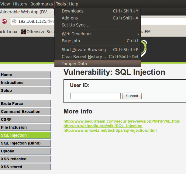 Sec24 hur hackar man DVWA penetrationstest SQL Injection Sqlmap 1