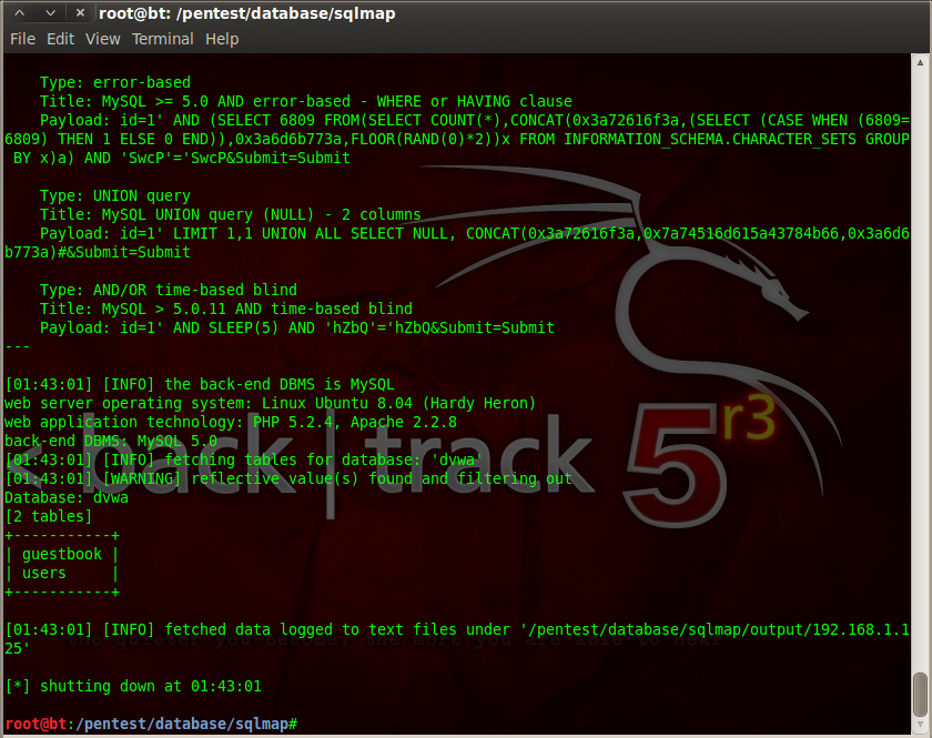 Sec24 hur hackar man DVWA penetrationstest SQL Injection Sqlmap 13