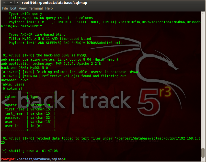 Sec24 hur hackar man DVWA penetrationstest SQL Injection Sqlmap 14